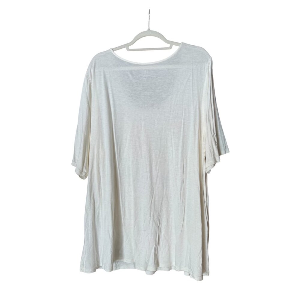 J.Jill Womens 3X White Floral Print Tee Tencel Relaxed Fit - Picture 2 of 5